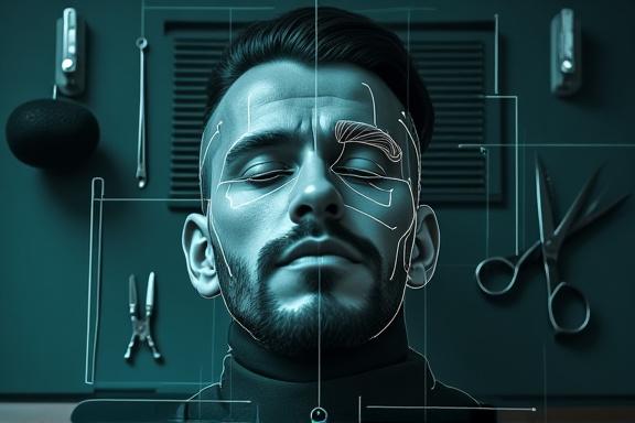 Schema tecnico di analisi del viso per il taglio barba
